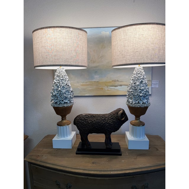 Vintage Manises Casa Pupo Style Porcelain Floral Lamps With Ceramic Flowers Pair For Sale - Image 12 of 12