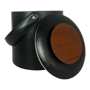 Mid Century Modern Ice Bucket | Black + Teak by Georges Briard