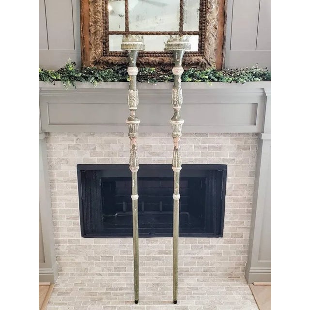 18th Century 18th Century French Ecclesiastical Processional Candlestick Torch - a Pair For Sale - Image 5 of 11