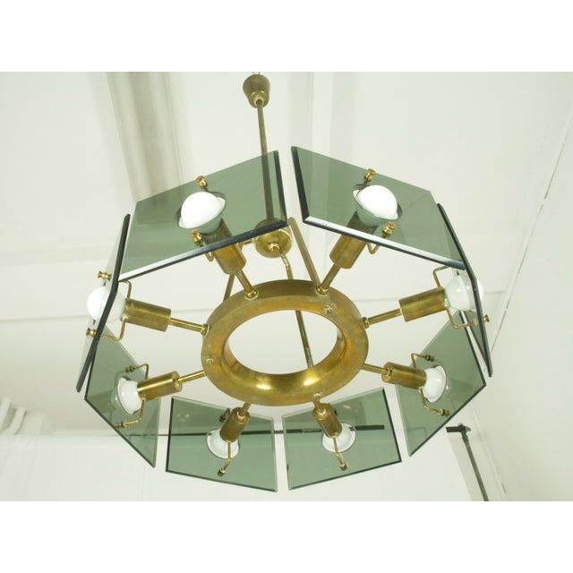 Mid-Century Modern Pendant Light in Brass and Smoked Glass by Gino Paroldo for Dino Dei, 1960s For Sale - Image 3 of 11