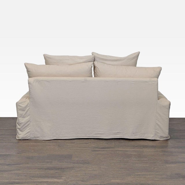 2010s Crate & Barrel Cream Loveseat With Removable Slipcover and Cushions For Sale - Image 5 of 8