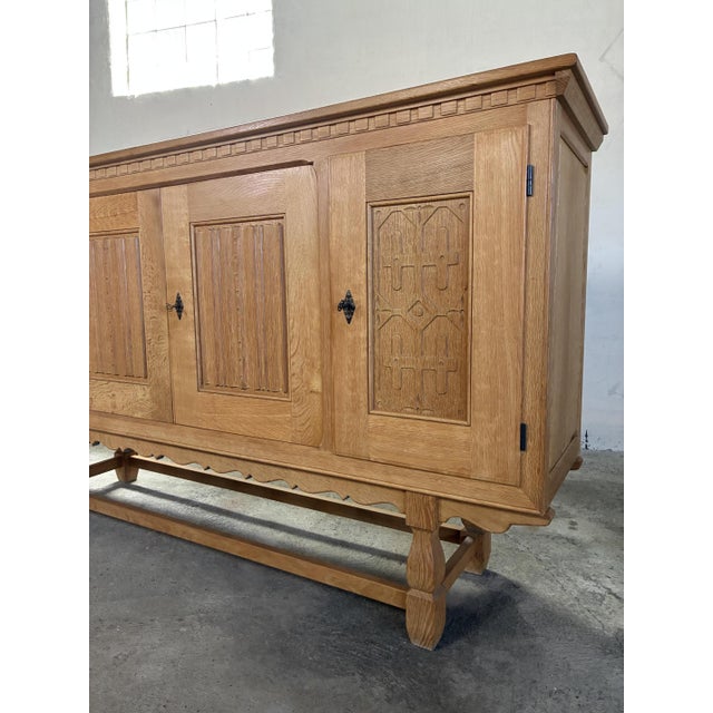 Oak Credenza in the style of Kjærnulf, 1970s For Sale - Image 4 of 14