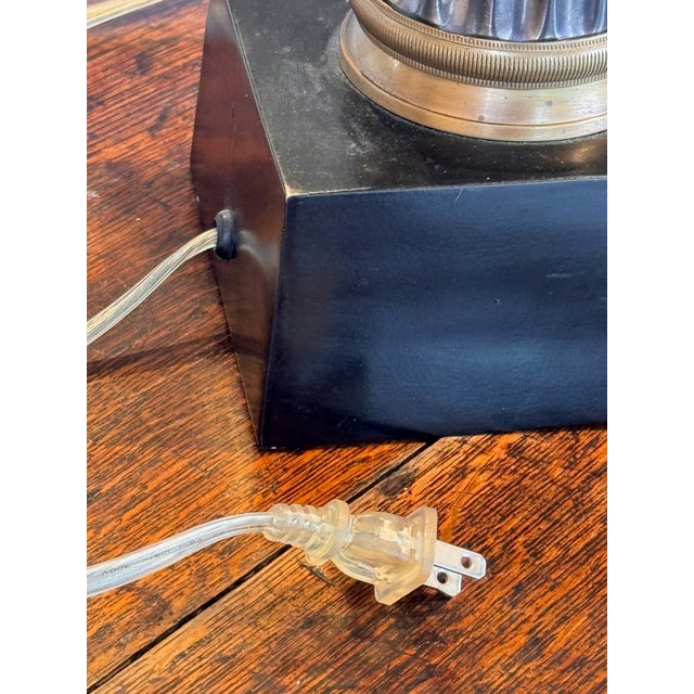 1950s Metal Column Table Lamps in Bronze and Silver - a Pair For Sale - Image 13 of 13