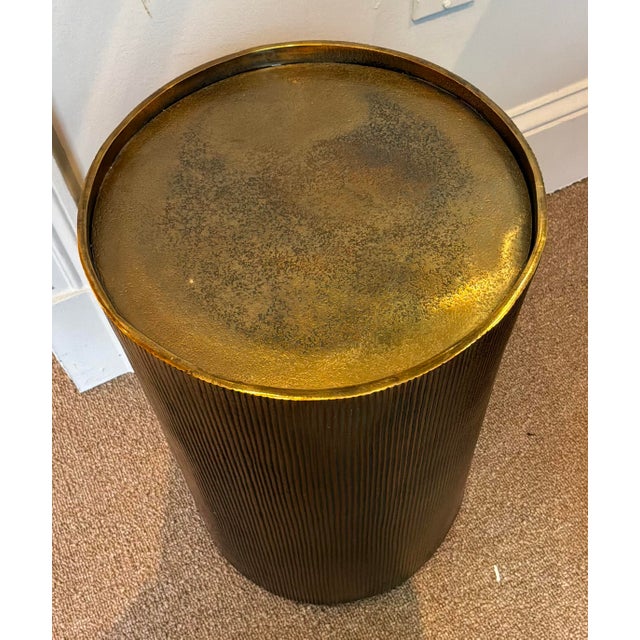Stylish Modern Bronze Metal Adrina Side Table, showroom floor sample