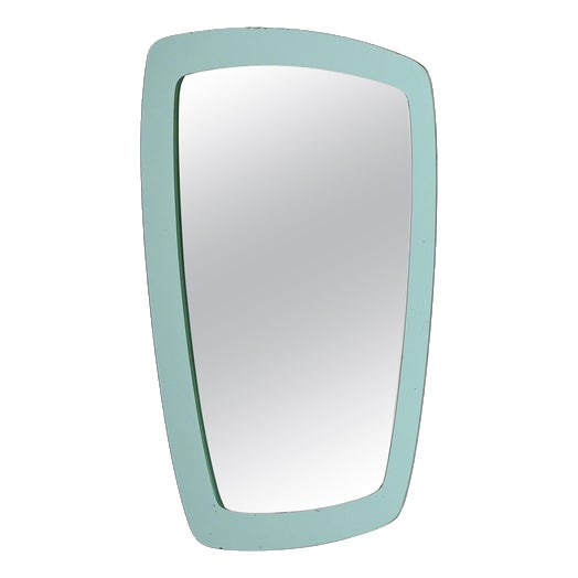Vintage Rectangular Turquoise Beveled Mirror by Cristal Art, Italy, 1960s For Sale
