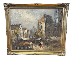 Burnett, Paris Street Scene, Oil Painting on Canvas