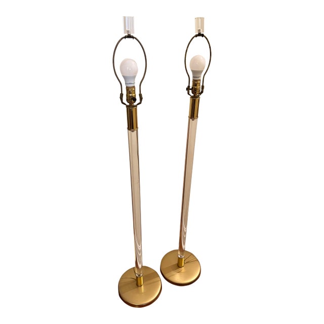 Vintage Lucite Lang Levin Studios Chicago Floor Lamps, 1980s. A Pair For Sale