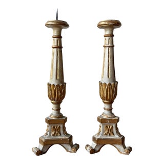 Pair of Antique Baroque Candlesticks For Sale