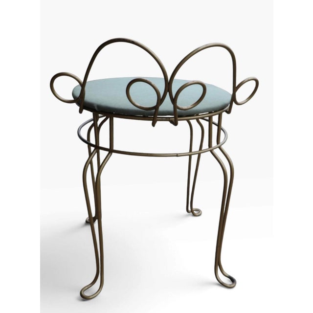 Wire Framed Hollywood Regency Style Vanity Stool Bench C. 1950/60's For Sale In New York - Image 6 of 10
