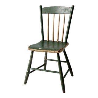 Antique Primitive Painted Plank Seat Chair For Sale