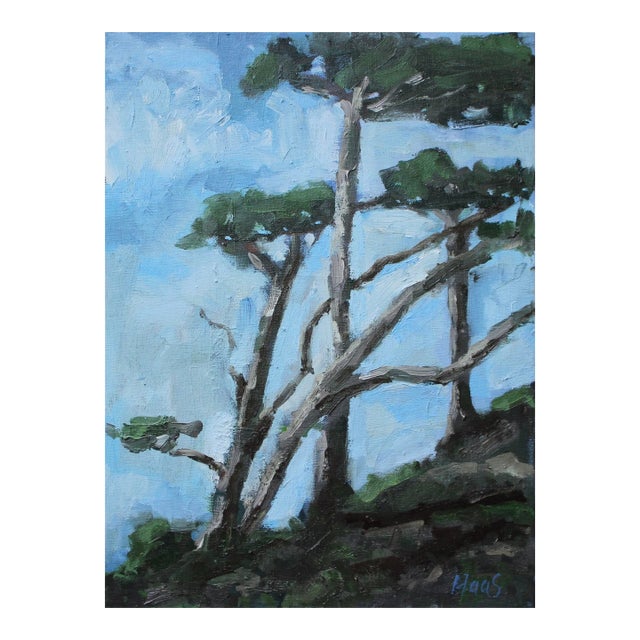Monterey Cypress, Modern Landscape Oil Painting For Sale