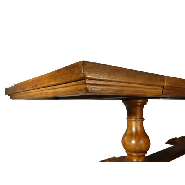 Traditional Contemporary 18th Century Style Italian Walnut Bocci Trestle Extension Dining Table For Sale - Image 3 of 12