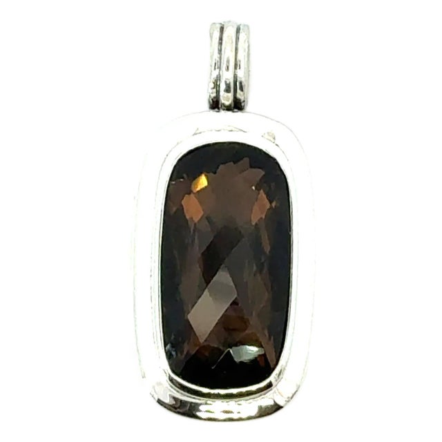 David Yurman Large Smokey Topaz Albion Pendant Sterling Silver Estate For Sale