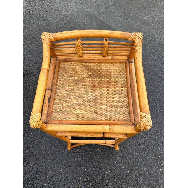 1960s Mid Century Rattan & Wicker Three Tier Stand Rack For Sale - Image 4 of 5