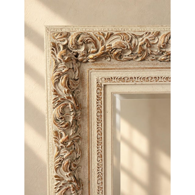 Baroque Style Cream and Gold Wood Wall Mirror For Sale - Image 10 of 10