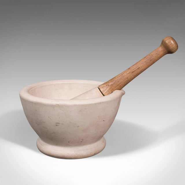 1900s Antique Victorian English Ceramic Mortar and Pestle For Sale - Image 6 of 12
