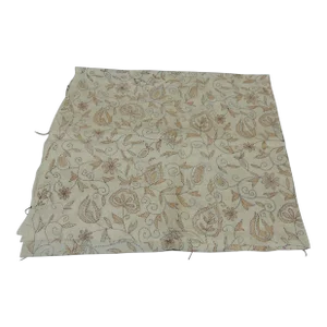 Vintage Orange and Brown Sheer Silk Embroidered Floral Indian Fabric