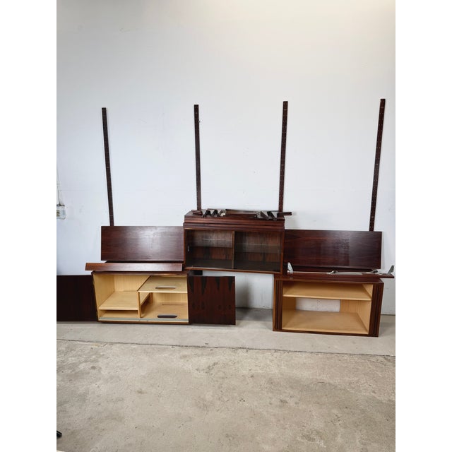 Mid-Century Modern Vintage Rud Thygesen & Johnny Sørensen for Hg Furniture Brazilian Rosewood Hg Systemi Three-Bay Modular Wall Unit, Denmark 1960s For Sale - Image 3 of 18