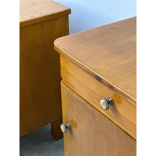 Wood Vintage Art Deco Bedside Cabinets in Wood, 1930s, Set of 2 For Sale - Image 7 of 10