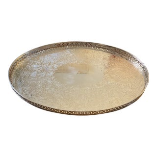 Vintage Baker Ellis Silver Plated Oval Drink Tray For Sale
