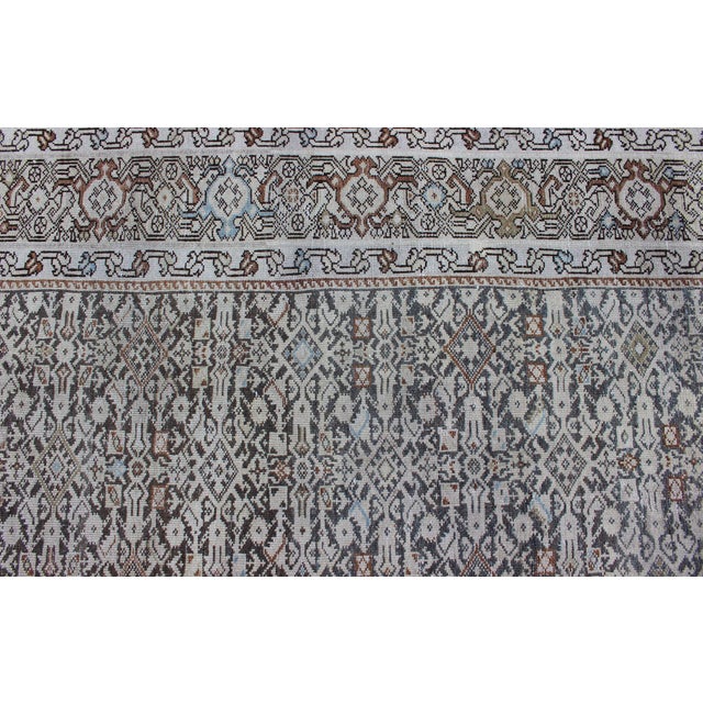 Textile Wide Gallery Rug Persian Malayer With Geometric Design Charcoal & Citron Green 8'2 X 14'0 For Sale - Image 7 of 14