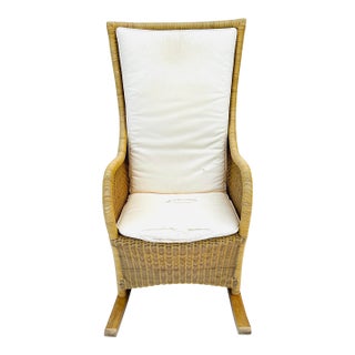 1990s Contemporary Lloyd Flanders Wicker Patio Rocking Chair, Attributed For Sale