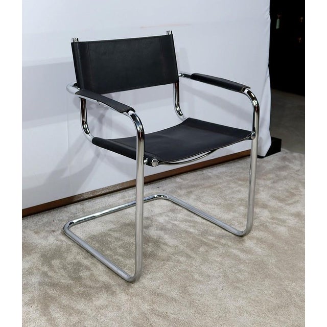 Chromed Metal Chair in Black Leather by Breuer, 1970 For Sale - Image 18 of 18