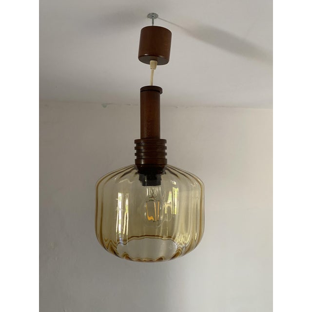 Mid-Century Modern Amber Glass Pendant Lamp, Yugoslavia, 1975 For Sale - Image 12 of 14