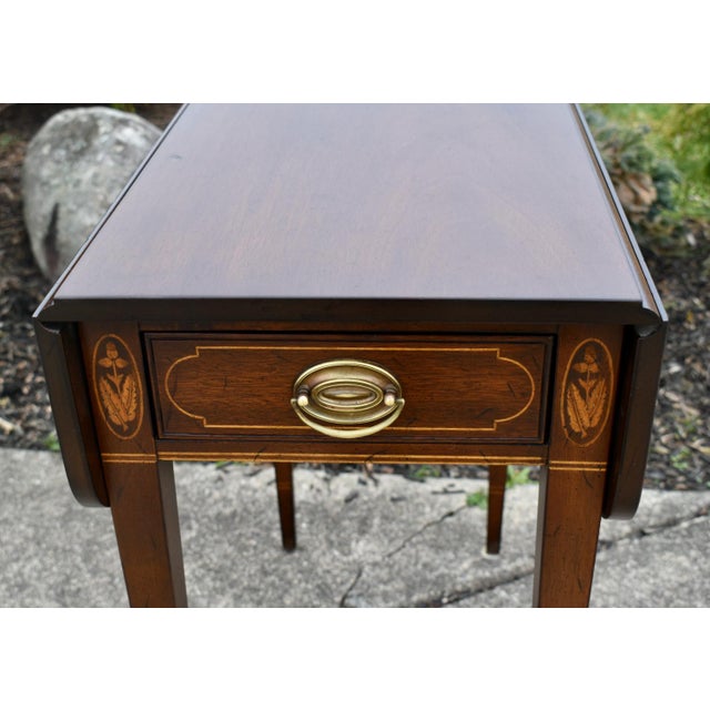 Vtg. Kittinger Inlaid Mahogany Pembroke Table For Sale - Image 13 of 15