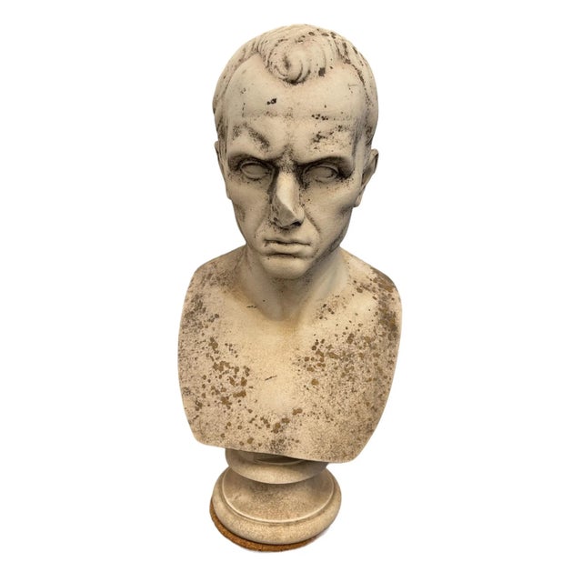 Mid 20th Century Vintage Italian Marble Bust of Julius Caesar For Sale - Image 5 of 5