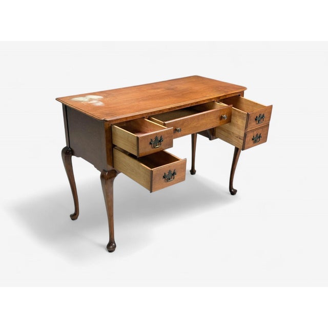 Queen Anne, Mahogany, Brass, Writing Desk, England, 1900s For Sale - Image 9 of 10