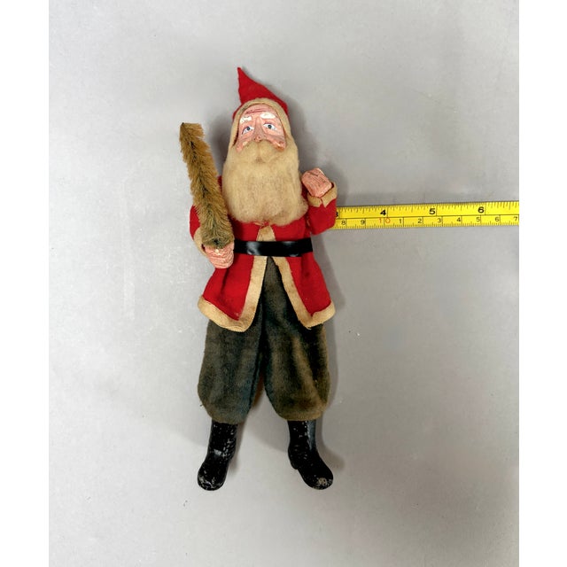 Red Christmas Antique Japanese Composition Santa Claus With Bottle Brush Tree, Circa 1930s For Sale - Image 8 of 8