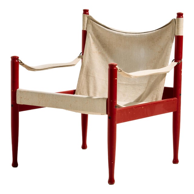 Model 30 Safari Lounge Chair by Erik Wørts for Niels Eilersen, 1960s For Sale