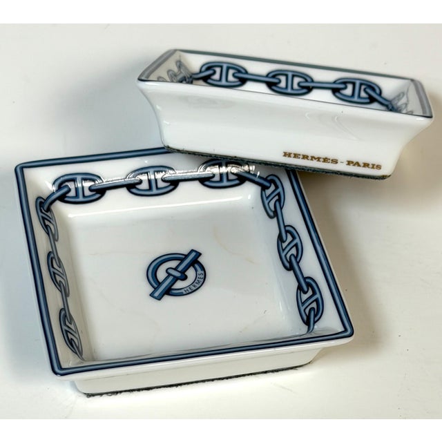Late 20th Century Hermès Paris Chaîne d'Ancre Porcelain Nut or Sweetmeat Dishes, Set of Four For Sale - Image 12 of 13