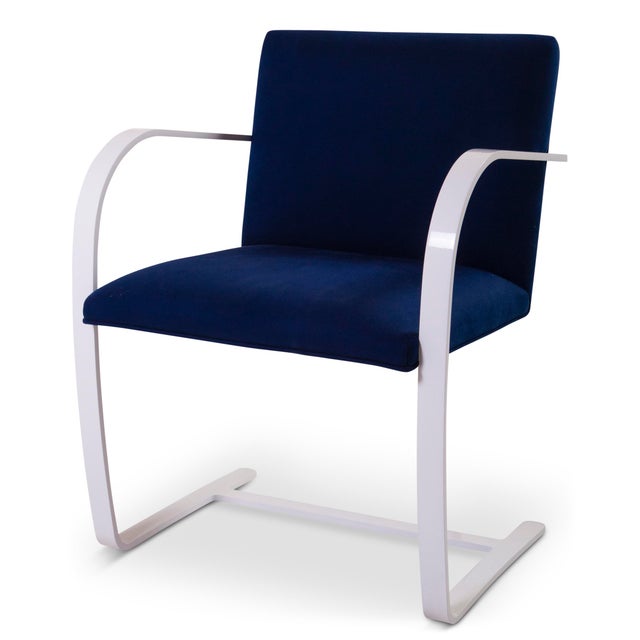 Brno Flat-Bar Chair in Navy Luxe Suede, Lunar Gloss Frame For Sale In New York - Image 6 of 6