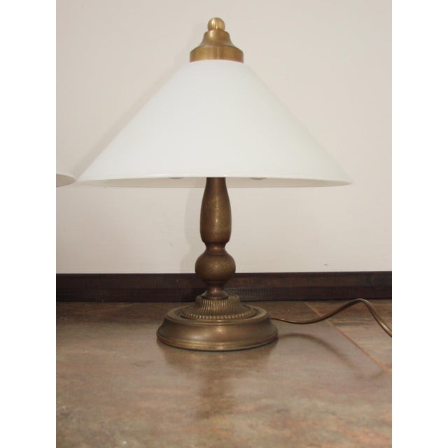 Metal Vintage Bedside Lamps in Brass and Glass, 1970s, Set of 2 For Sale - Image 7 of 11