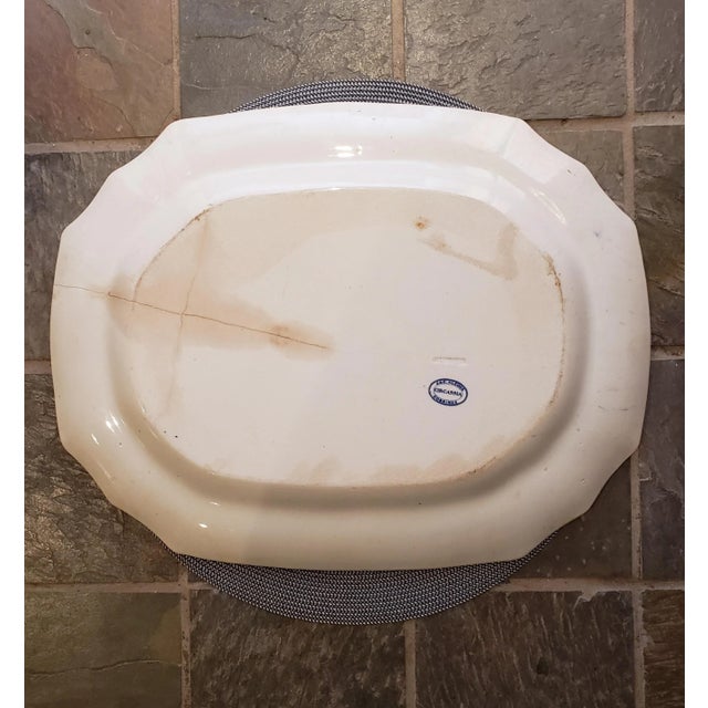 English Early 1800s J and G Alcock Flow Blue "Circassia" Platter For Sale - Image 3 of 4