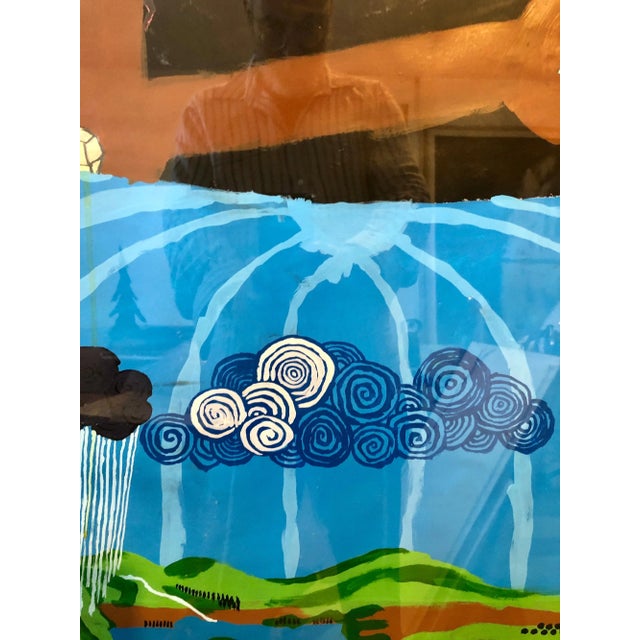 Blue Scoli Acosta Large Contemporary Mixed Media Painting LA Artist External Horizons 2004 For Sale - Image 8 of 12