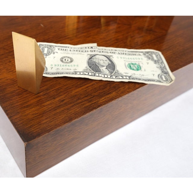 Mid 20th Century Modern Flock of Birds Sculpture Solid Brass Figurines on Walnut Rectangle Block For Sale - Image 4 of 17