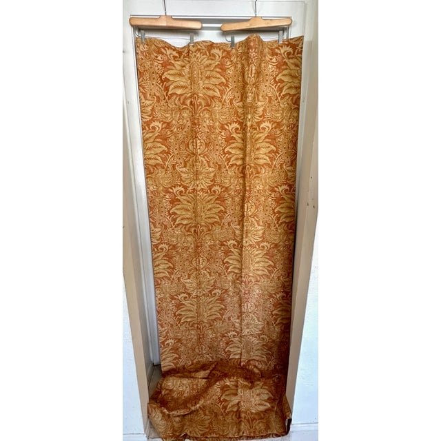 Rustic European Cotton/Linen Terra Cotta Print Blackout Drapery Panels-A Set For Sale - Image 10 of 12