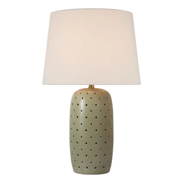Chapman & Myers by Visual Comfort Signature Samara 30" Table Lamp in Dusted Mint with Linen Shade For Sale