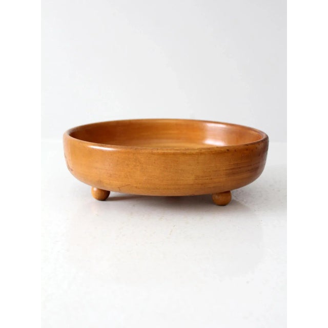 Wood Vintage Footed Wood Bowl For Sale - Image 7 of 8