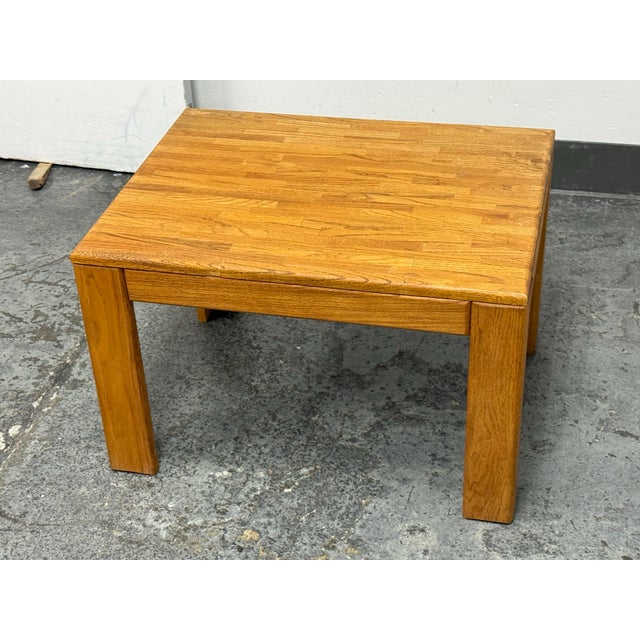 Modernist Butcher-Block Oak Side Table, Vintage For Sale - Image 12 of 12