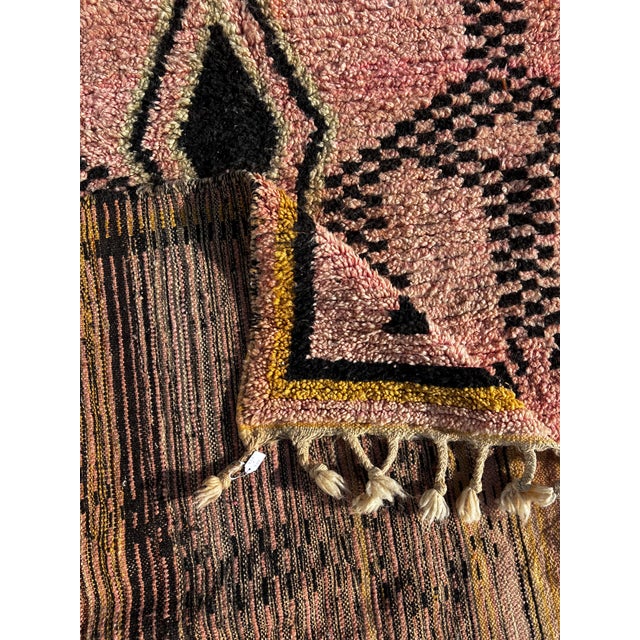 Textile Modern Moroccan Rug Handmade Wool – Pink Berber Area Ru For Sale - Image 7 of 8