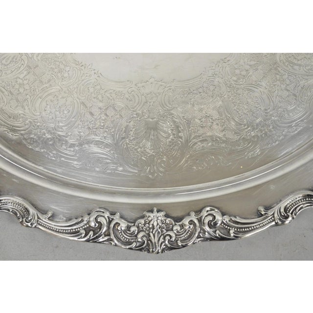 Vintage Reed & Barton 1955 Victorian Silver Plated Oval Bar Serving Platter Tray For Sale In Philadelphia - Image 6 of 14