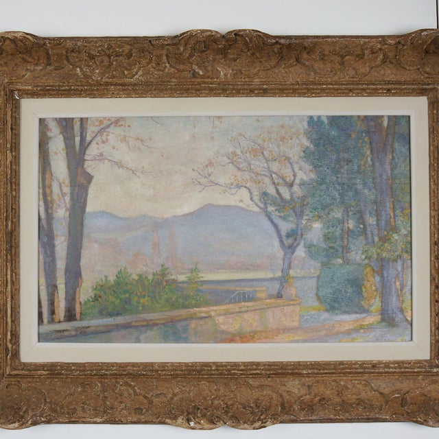 A view from the chateau vinsobres' early 20th century impressionist landscape. Signed g caron 1926. Dimensions: h 60cm w...