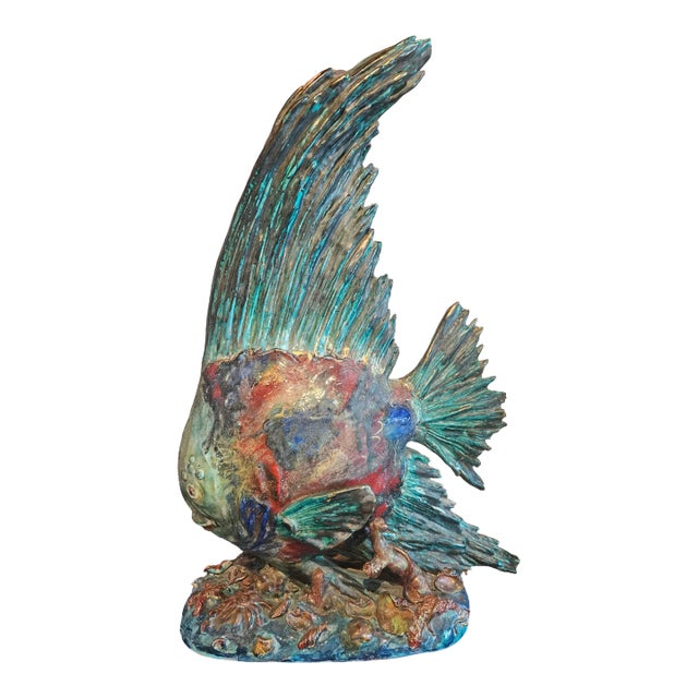 1950s Italian Mid Century Angel Fish Ceramic Sculpture by E Pattarino For Sale