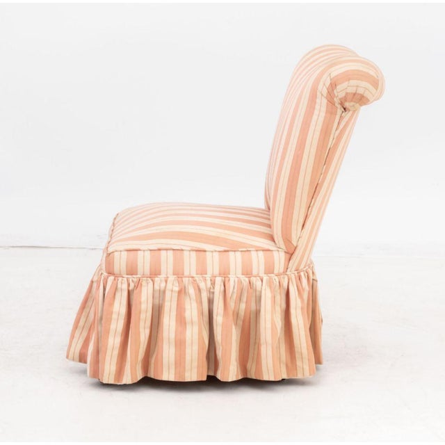 Textile Pink Striped Silk Upholstered Slipper Chair For Sale - Image 7 of 8