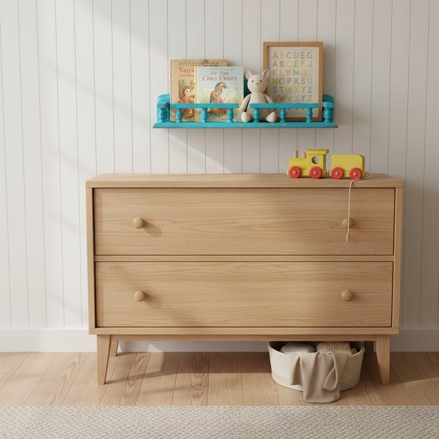 1960s Vintage Teal Wood Wall Shelf-Cottage-Farmhouse Display-Bathroom-Kitchen-Coastal For Sale - Image 5 of 11