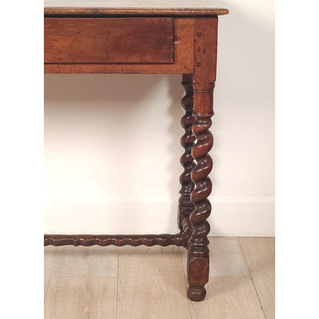 18th Century English Oak Barley Twist Tavern Table With Drawer, 18th Century For Sale - Image 5 of 11